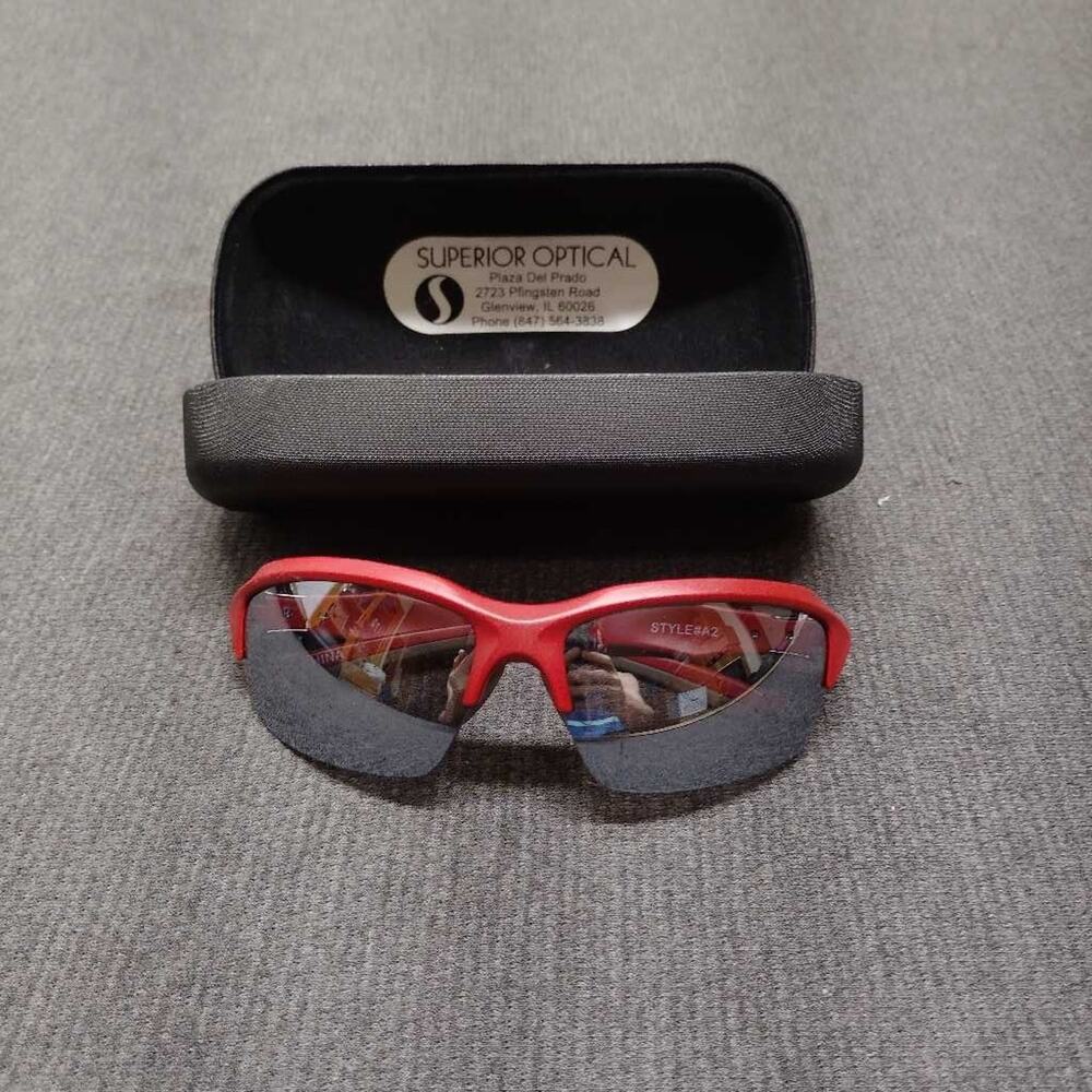 Red Half Frame Sport Sunglasses Polarized Running Cycling Wrap Around Shades